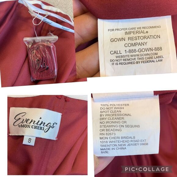 Evenings By Mon Cheri red mermaid strapless evening prom grad bridesmaid gown🔥 - Picture 12 of 16